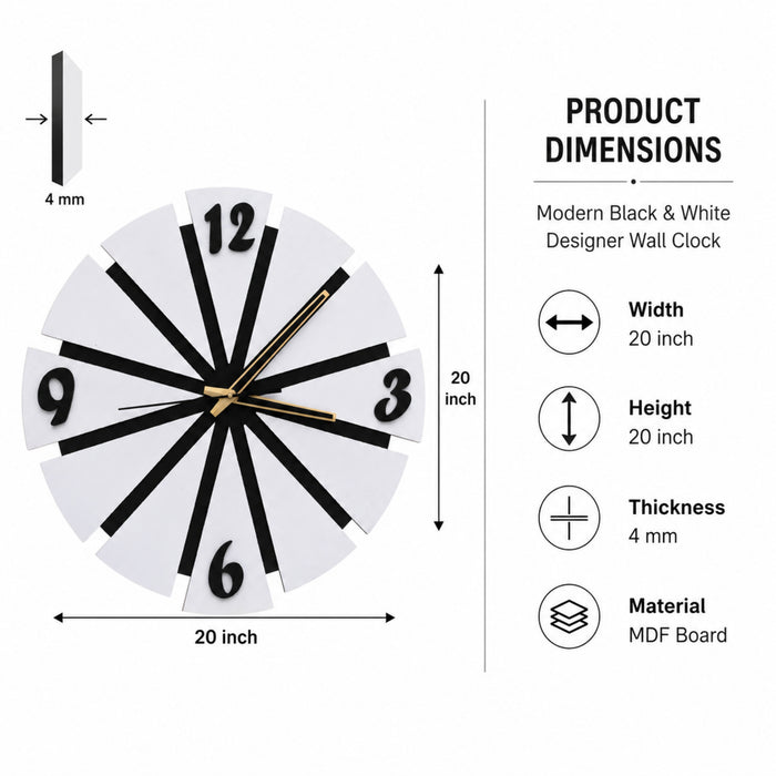 Modern Sunburst Wooden Wall Clock