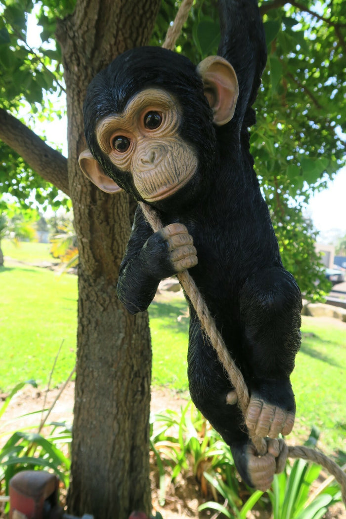 Monkey Hanging from a Rope African Animal Statue Ornament Figurine Home Decor