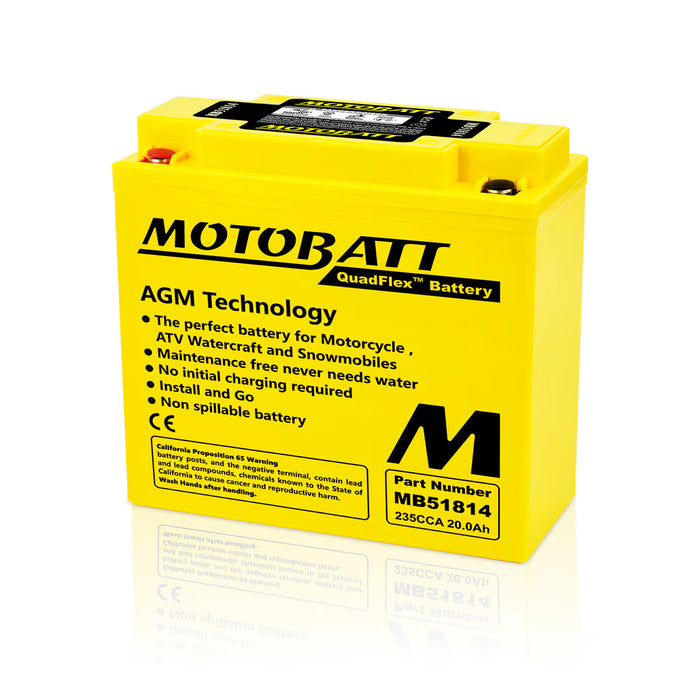 Motobatt MB51814 BMW Motorcycle Battery – 12V 20Ah 235 CCA AGM