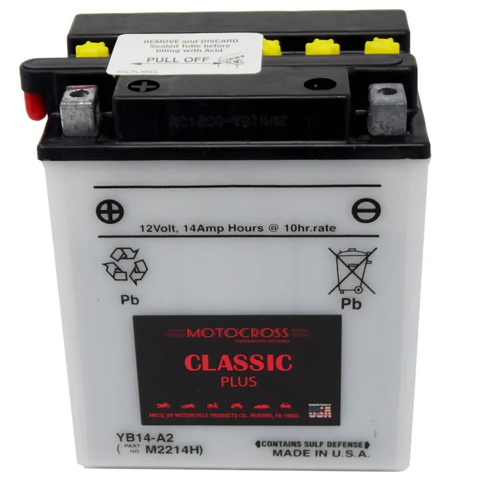 Motorcycle CB14-A2 12V 190CCA 14Ah Flooded Lead Acid Powersports Battery