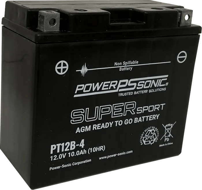 Motorcycle PT12B-4 12V 120CCA 10Ah AGM Powersports Battery