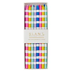 MULTI-COLORED STRIPE CANDLES, SET OF 16