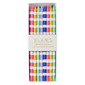 MULTI-COLORED STRIPE CANDLES, SET OF 16