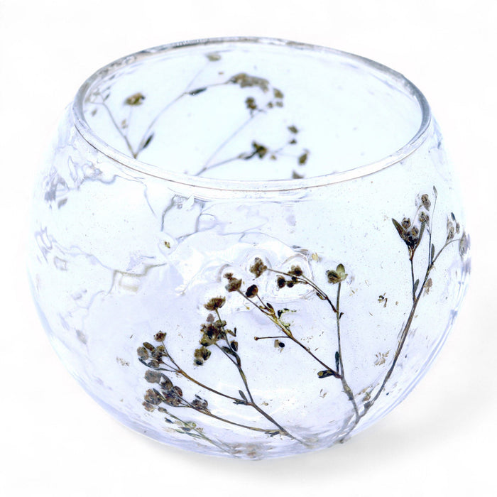 Natural Floral Glass - Bowl Candle Holder - Margarita - (8x10cm)