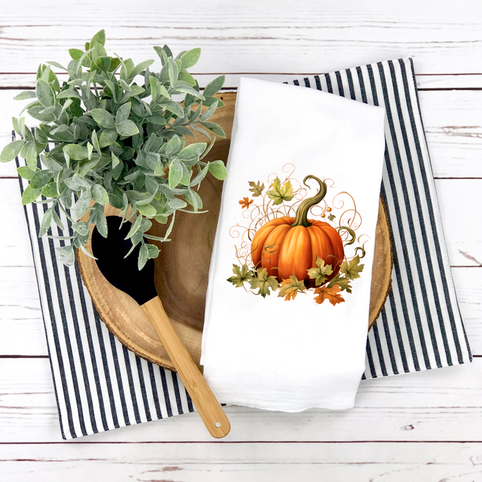 Orange Pumpkin Tea Towel, Fall Tea Towel, Fall Kitchen Décor, Fall Party Décor