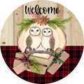 Owl Sign, Holiday Sign, Christmas Sign,  Wreath Center, Wreath Attachment