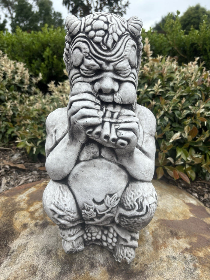 22nice4me Garden Statues concrete Pan statue with antique finish, depicting the Greek god playing his pan pipes.