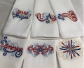 Patriotic Embroidered Dinner Napkin Set | America 250 Collection | Set of 6 Cloth Napkins