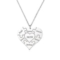 Christmas Gift Personalized Heart family Puzzle Necklace Mom Necklace MelodyNecklace