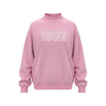 Pink Phi Alpha Delta sweatshirt with 1902 white outline embroidery