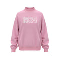 Pink Phi Chi Theta Mock Neck Sweatshirt with white 1924 embroidery