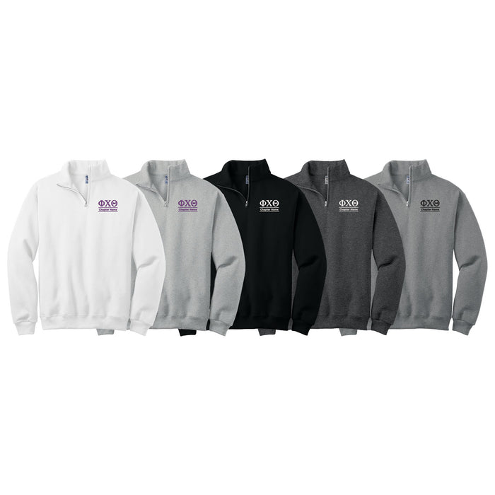 Phi Chi Theta Quarter Zip Sweatshirt - Chapter Name