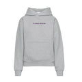 Gray hooded sweatshirt with Pi Sigma Epsilon embroidered in purple