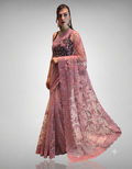Pink Net Saree