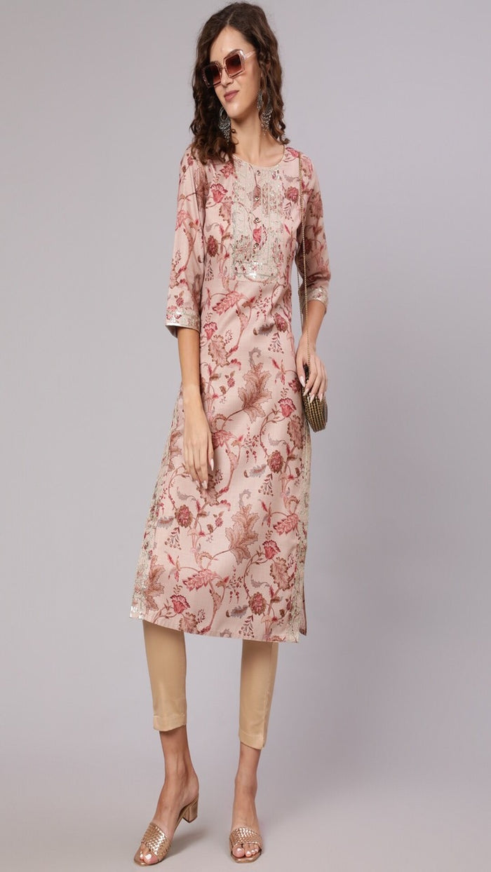 Pink Printed Kurta