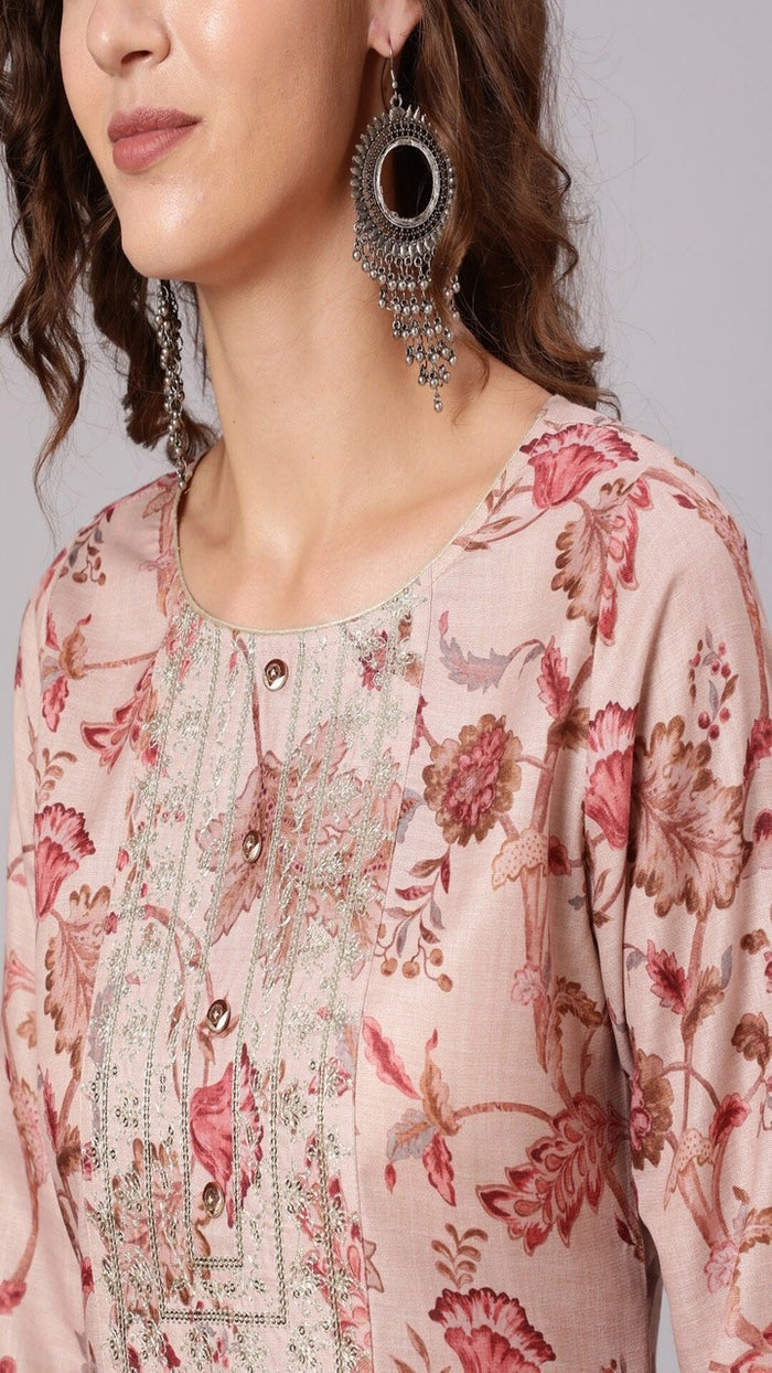 Pink Printed Kurta