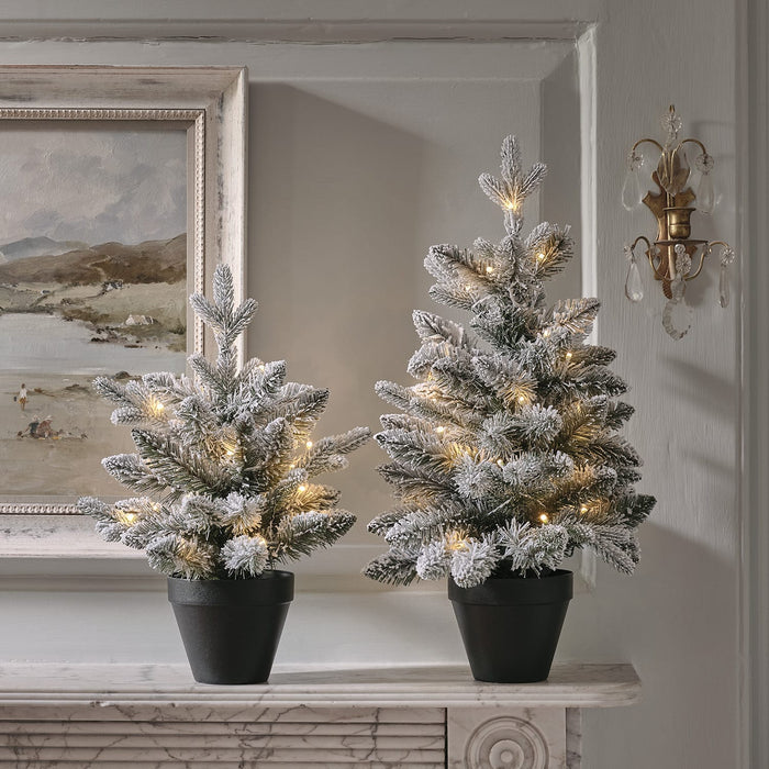 Pre Lit Snowy Christmas Tree Duo