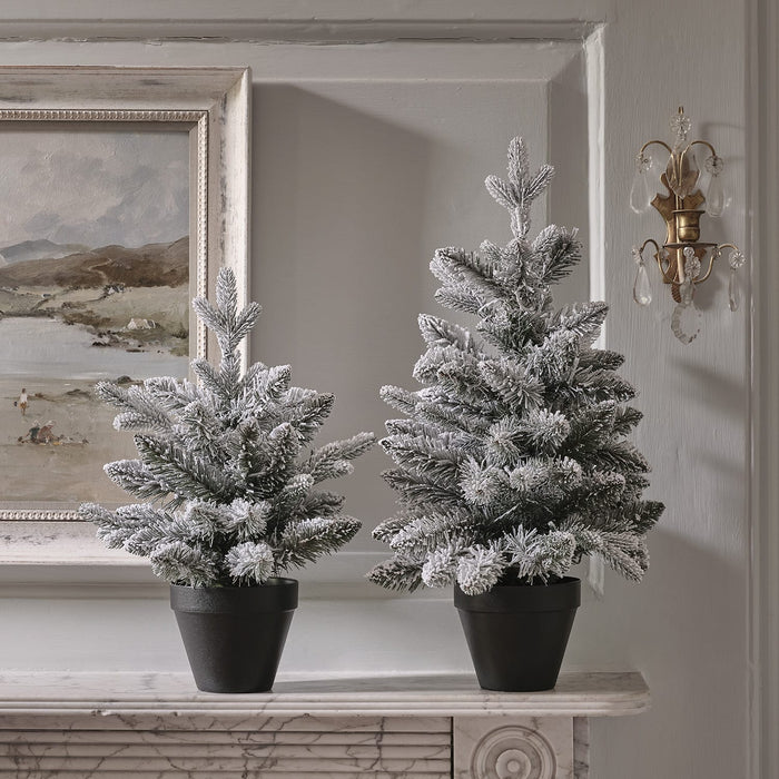 Pre Lit Snowy Christmas Tree Duo