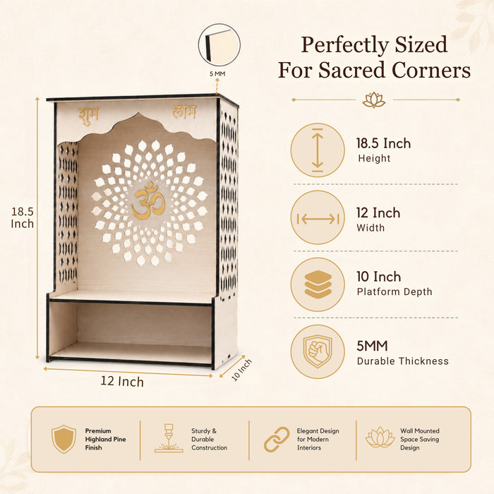 Premium Wooden Home Temple for Pooja Room | Decorative Wooden Mandir for Home | White Finish | Venlay Wood