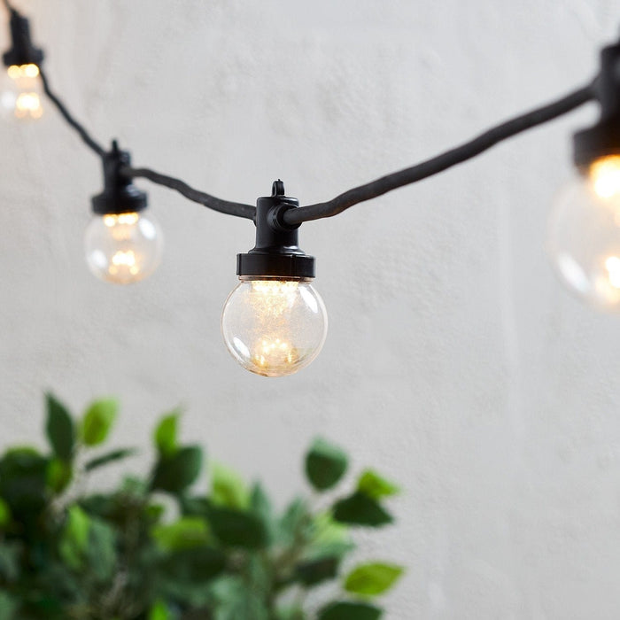 Pro Connect 15m 30 Warm White Connectable Festoon Lights Clear Cap Black Cable