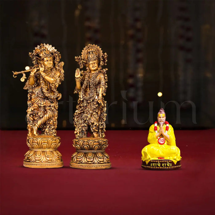 Radha Krishna & Premanand Ji Maharaj Idols Set