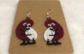 Red Beans and Rice Earring Mardi gras embroidered free standing lace