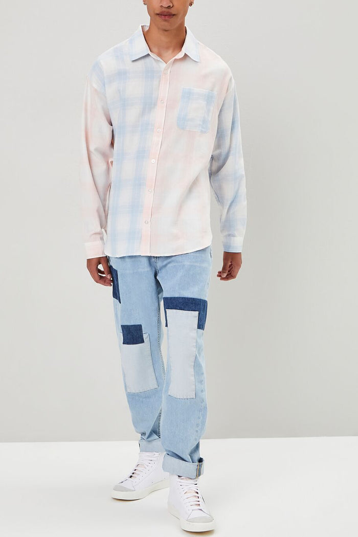 Reworked Plaid Button-Front Shirt