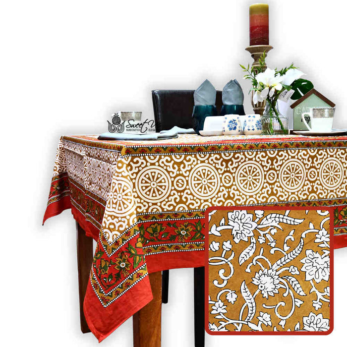 Riviera Series Floral Cotton Tablecloth — Tuscan Gold