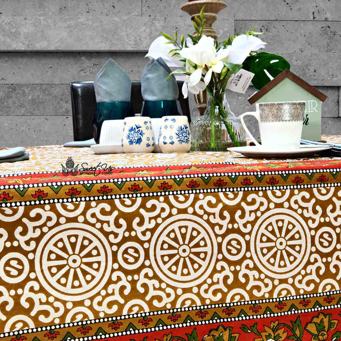 Riviera Series Floral Cotton Tablecloth — Tuscan Gold