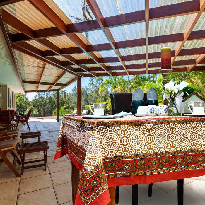 Riviera Series Floral Cotton Tablecloth — Tuscan Gold