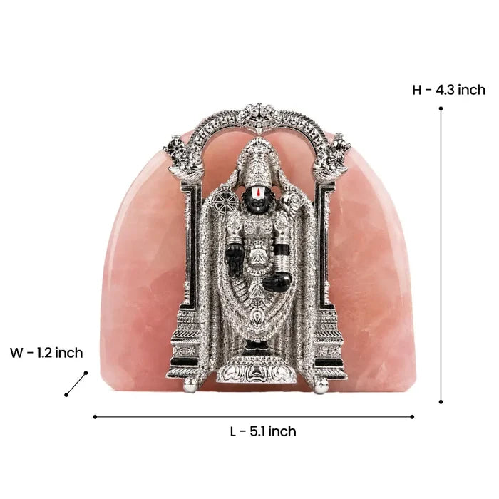 Rose Quartz Tirupati Balaji Silver-Plated Idol