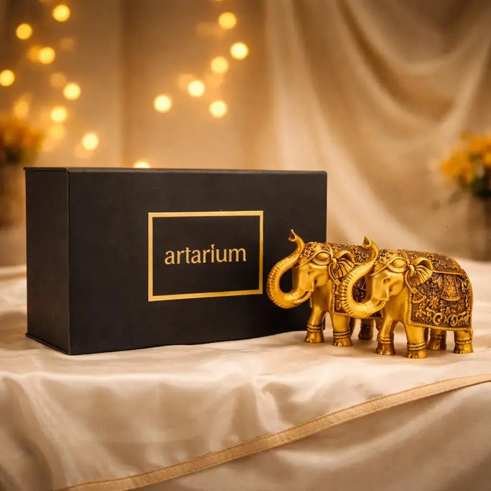 Royal Elephant Statue Set of 2 with Gift Box theartarium