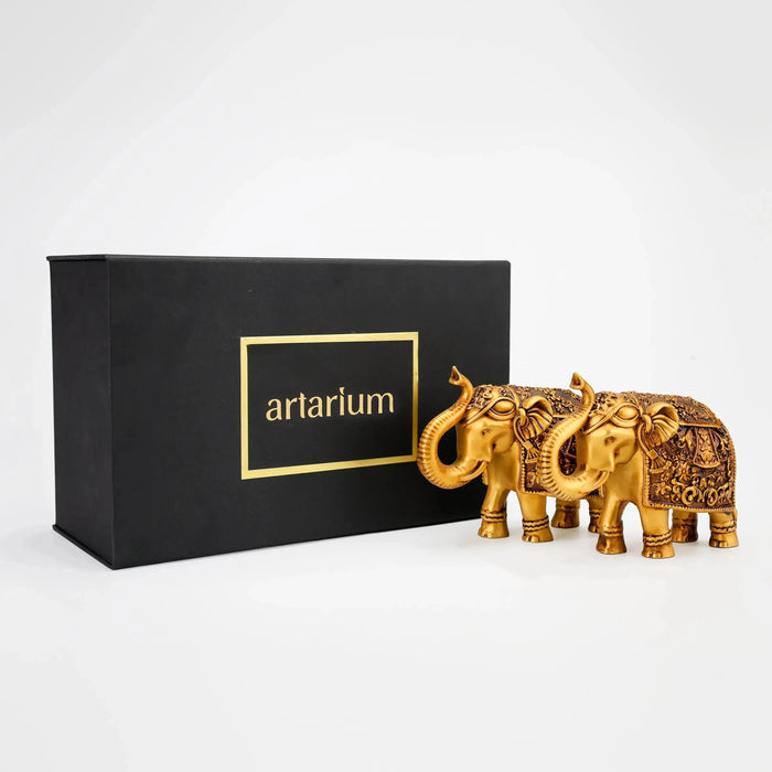 Royal Elephant Statue Set of 2 with Gift Box theartarium