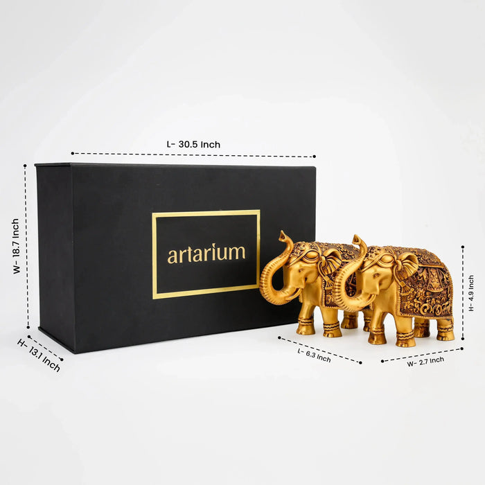 Royal Elephant Statue Set of 2 with Gift Box theartarium