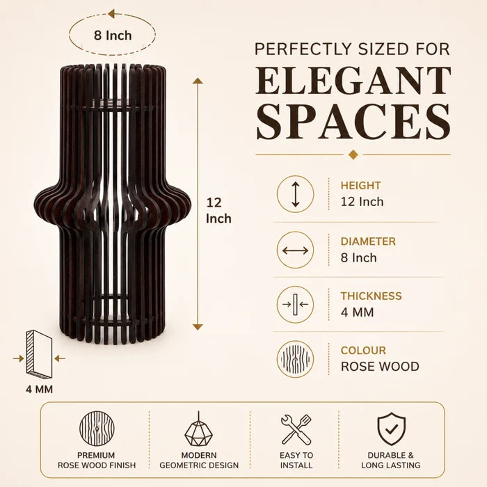 Royal Hourglass Wooden Hanging Lamp for Home Decor | Modern Rose Wood Ceiling Pendant Light | Venlay Wood