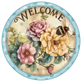 S005  Welcome Sign, Floral Sign, Summer Sign, Wreath Attachment