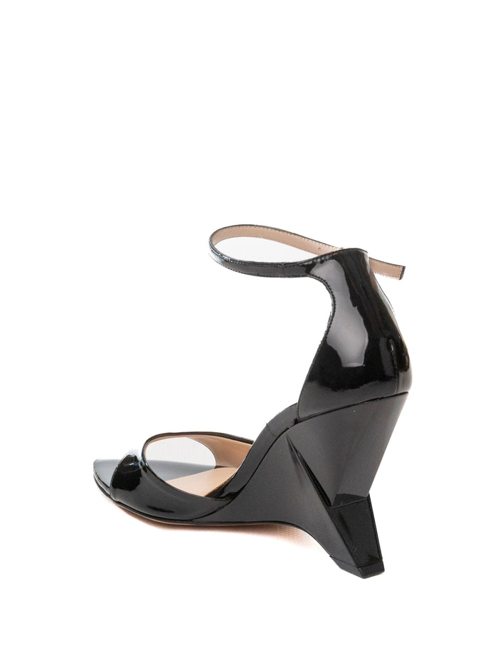 ALBANO Sandalo zeppa vernice nero PM104 VERN-NERO