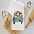 Scarecrow Tea Towel Design,  Truck Tea Towel, Fall Tea Towel, Fall Kitchen Décor, Fall Party Décor