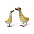 22nice4me Garden Statues set of two handcrafted metal ducks in yellow and white with playful poses for outdoor decor