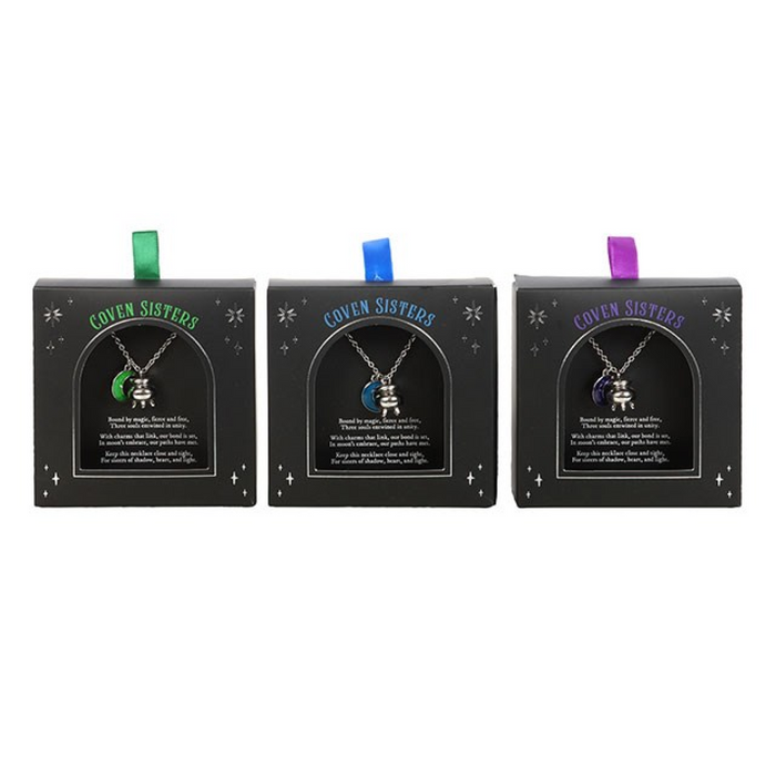 Set of 3 Coven Sisters Cauldron Charm Necklaces