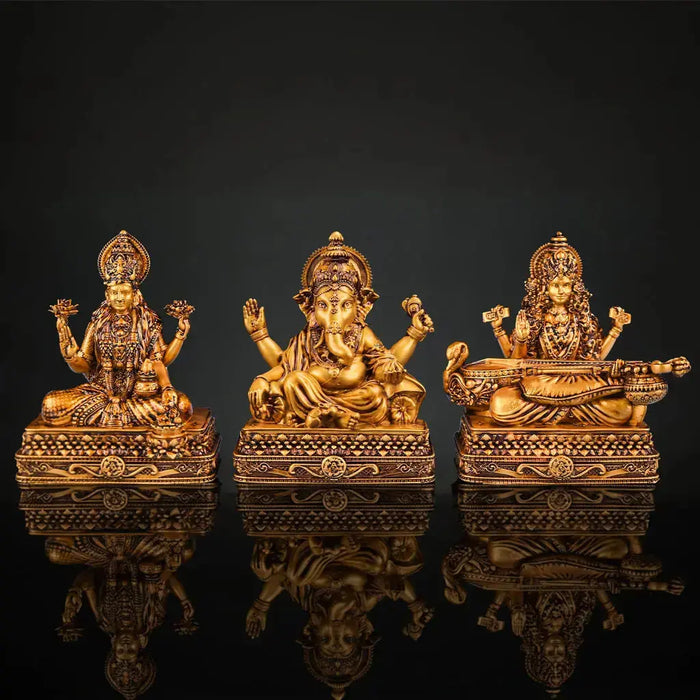 Shree Lakshmi Saraswati Ganesha Murti (Chowki)