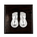 Silver Plated Laxmi Charan Paduka with Wooden Base