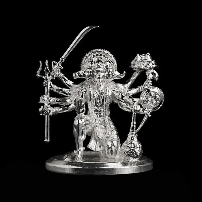 Sitting Panchmukhi Hanuman Silver Plated