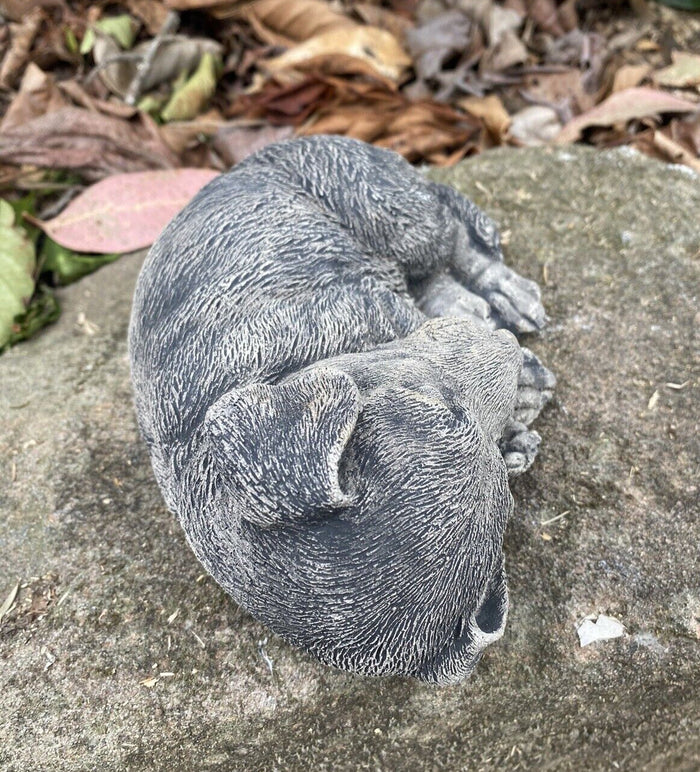 Concrete Jack Russell garden statue side view outdoor cement dog ornament