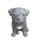 Concrete Staffordshire bull terrier garden statue front view outdoor cement dog ornament
