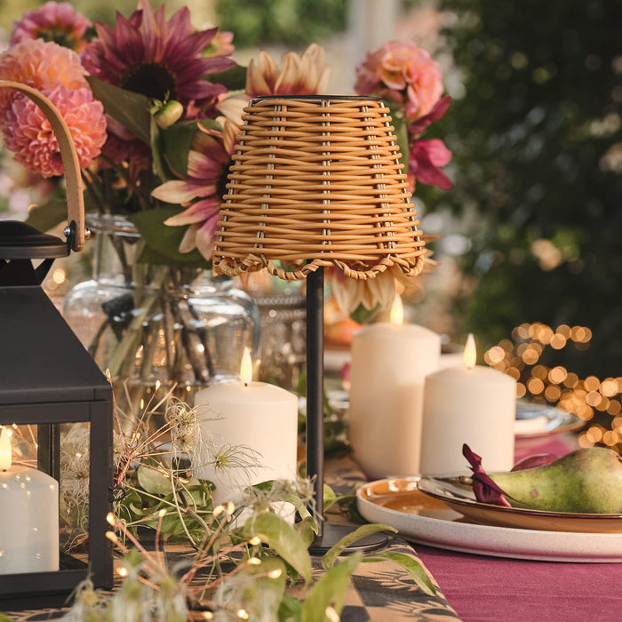 Solar Hygge Wicker Lantern and Kurv Table Lamp Bundle