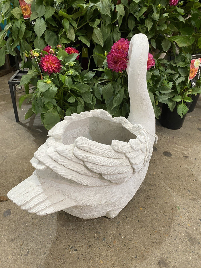 Swan Planter Pot Plant Garden Sculpture Statue White Hamptons Large White