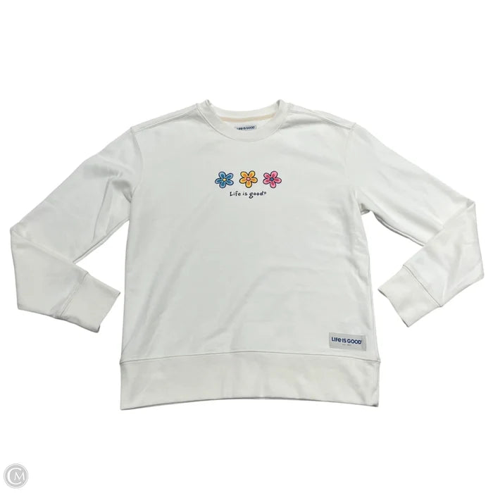 Sweatshirt Crewneck By Life Is Good In White, Size: S