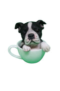 Tea cup puppies figurine Black and White Boston Terrier Dog Puppy Money box