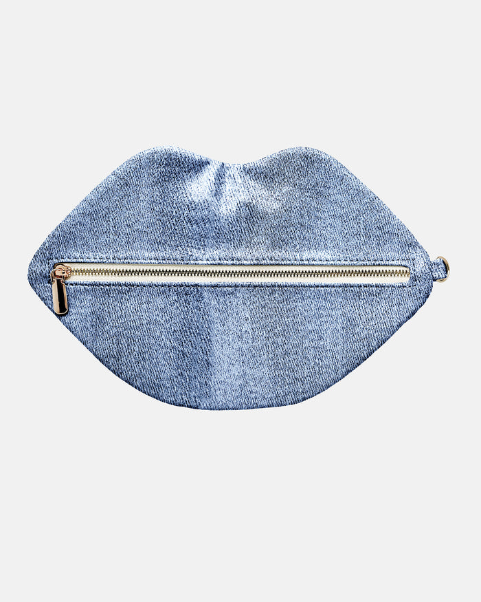 The Blake — Light Blue Denim Lip Pouch by David Stesner ArtHouse — light wash denim red makeup